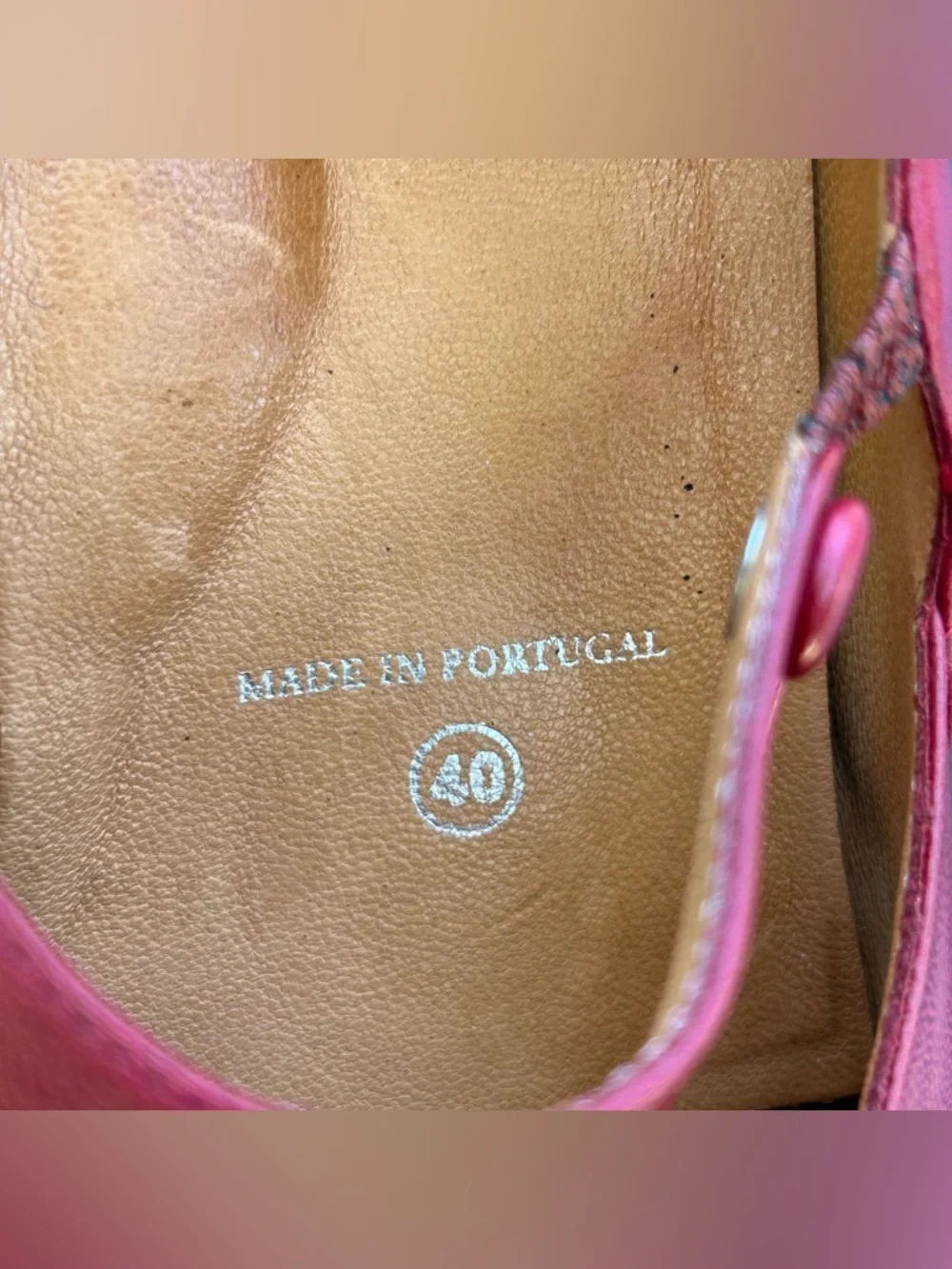 1803 Footwear Handmade Leather Red Mary Jane Style Shoe Size EU 40/US 9